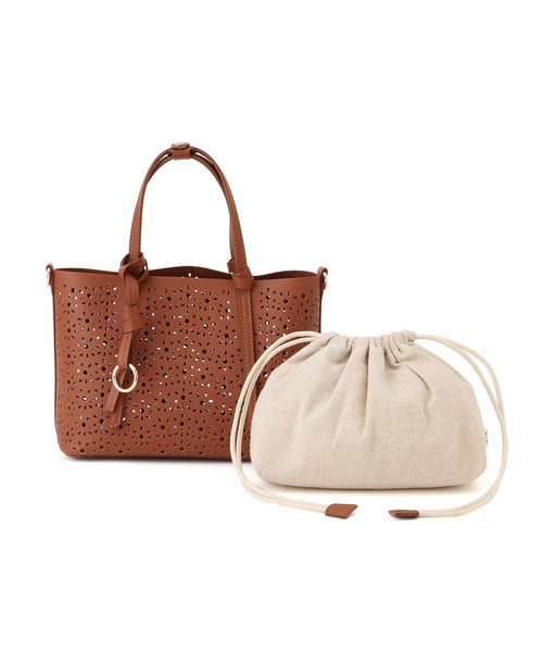 ROPE' PICNIC（ロペピクニック）の「フルーレットパンチングレースミニショルダーバッグ/2WAY（ショルダーバッグ・レディース・オフホワイト/ベージュ系その他/ブラウン・FREE）」の2枚目の写真