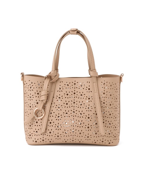 ROPE' PICNIC（ロペピクニック）の「フルーレットパンチングレースミニショルダーバッグ/2WAY（ショルダーバッグ・レディース・オフホワイト/ベージュ系その他/ブラウン・FREE）」の4枚目の写真