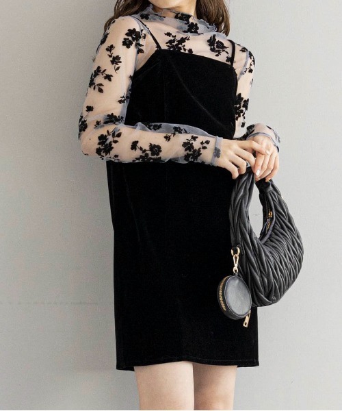 Per sist ence（パーシエンス）の「フラワープリントシアーハイネックカットソー（Tシャツ/カットソー・レディース・アイボリー/ブラック/グレー・ONE SIZE）」の9枚目の写真