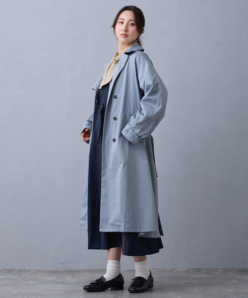 NICOLE CLUB(ニコル クラブ)の「トレンチコート(トレンチコート・レディース・ネイビー/オフホワイト/サックスブルー・MEDIUM)」の12枚目の写真