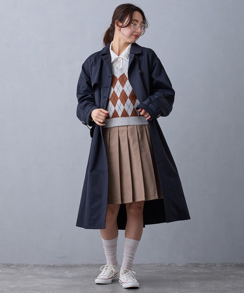 NICOLE CLUB(ニコル クラブ)の「トレンチコート(トレンチコート・レディース・ネイビー/オフホワイト/サックスブルー・MEDIUM)」の14枚目の写真