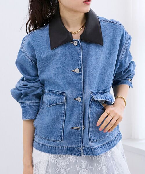 le.coeur blanc（ルクールブラン）の「異素材エリデニムジャケット（デニムジャケット・レディース・サックスブルー/ブルー・38）」の12枚目の写真