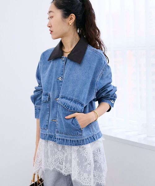 le.coeur blanc（ルクールブラン）の「異素材エリデニムジャケット（デニムジャケット・レディース・サックスブルー/ブルー・38）」の10枚目の写真