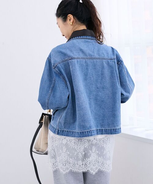 le.coeur blanc（ルクールブラン）の「異素材エリデニムジャケット（デニムジャケット・レディース・サックスブルー/ブルー・38）」の8枚目の写真