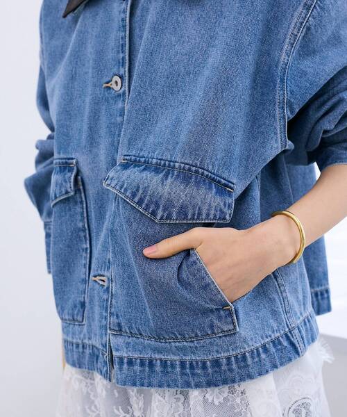 le.coeur blanc（ルクールブラン）の「異素材エリデニムジャケット（デニムジャケット・レディース・サックスブルー/ブルー・38）」の17枚目の写真