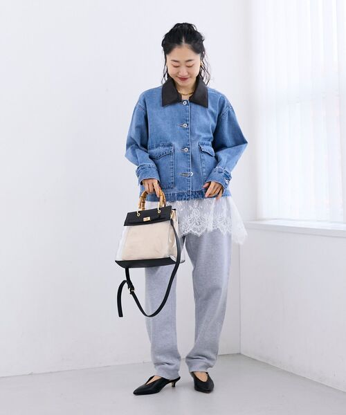 le.coeur blanc（ルクールブラン）の「異素材エリデニムジャケット（デニムジャケット・レディース・サックスブルー/ブルー・38）」の20枚目の写真