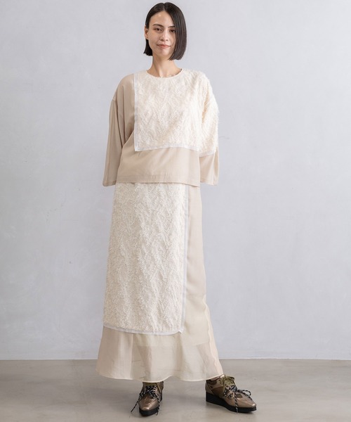 MARECHAL TERRE(マルシャルテル)の「フリンジジャガードコンビネーショントップス(シャツ/ブラウス・レディース・アイボリー/ブラック/ネイビー・MEDIUM)」の5枚目の写真