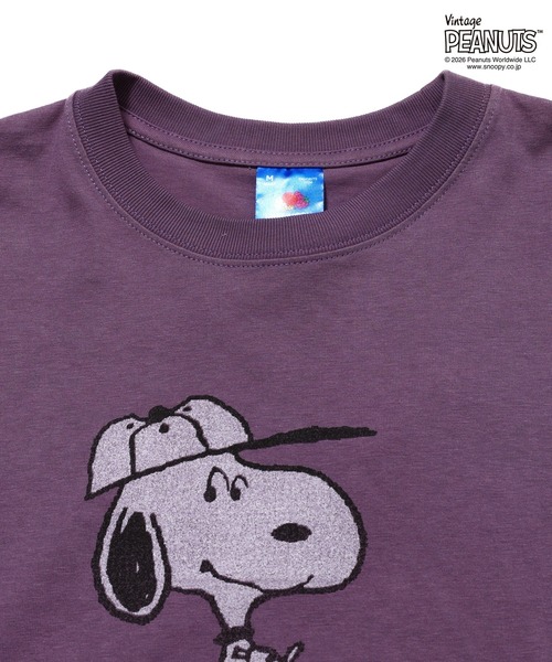 FRUIT OF THE LOOM(フルーツオブザルーム)の「FTL x PEANUTS 19/-スラブ天竺2 / ピーナッツ コラボ 半袖Tシャツ / SUPER STAR SNOOPY(Tシャツ/カットソー・メンズ・ピンク/パープル・S/M/L)」の4枚目の写真