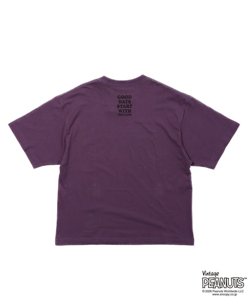 FRUIT OF THE LOOM(フルーツオブザルーム)の「FTL x PEANUTS 19/-スラブ天竺2 / ピーナッツ コラボ 半袖Tシャツ / SUPER STAR SNOOPY(Tシャツ/カットソー・メンズ・ピンク/パープル・S/M/L)」の3枚目の写真