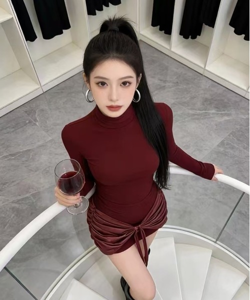 AsheKsha(アシクシャ)の「ボディコンドレス(ドレス・レディース・モカ/ボルドー/ブラック・M)」の22枚目の写真