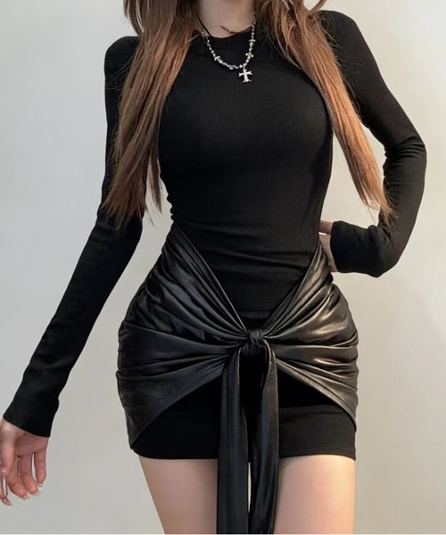 AsheKsha(アシクシャ)の「ボディコンドレス(ドレス・レディース・モカ/ボルドー/ブラック・M)」の16枚目の写真