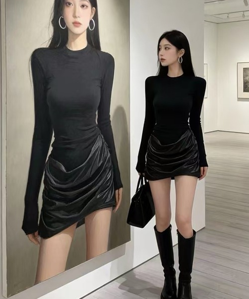 AsheKsha(アシクシャ)の「ボディコンドレス(ドレス・レディース・モカ/ボルドー/ブラック・M)」の17枚目の写真