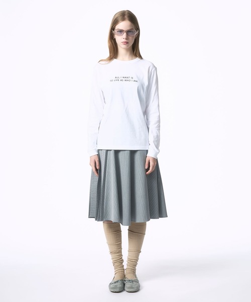 Nora Lily elle(ノラリリーエル)の「【Nora Lily】「elle」"All i want is to live as who i am." L/S Tee(Tシャツ/カットソー・レディース・ホワイト/ブラック・SMALL)」の4枚目の写真