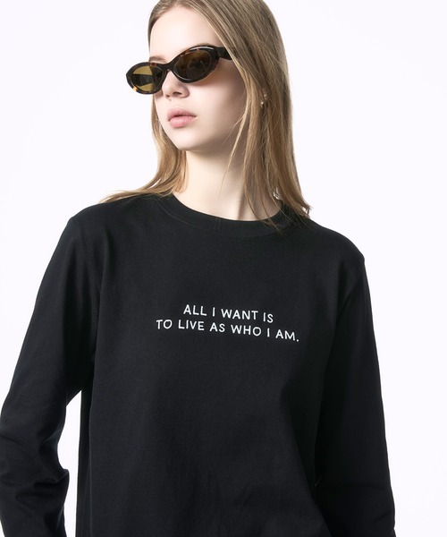 Nora Lily elle(ノラリリーエル)の「【Nora Lily】「elle」"All i want is to live as who i am." L/S Tee(Tシャツ/カットソー・レディース・ホワイト/ブラック・SMALL)」の9枚目の写真