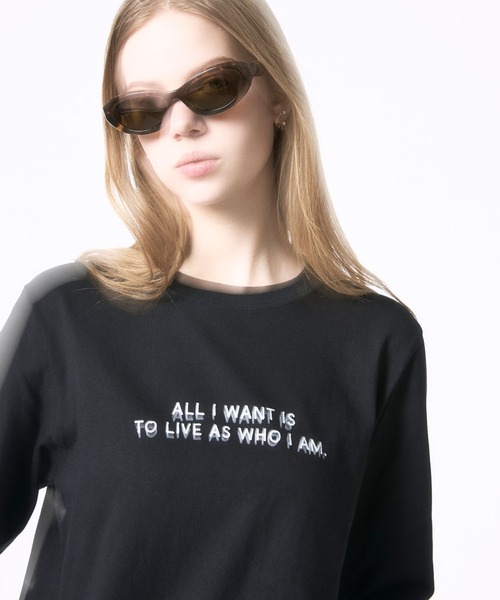 Nora Lily elle(ノラリリーエル)の「【Nora Lily】「elle」"All i want is to live as who i am." L/S Tee(Tシャツ/カットソー・レディース・ホワイト/ブラック・SMALL)」の10枚目の写真