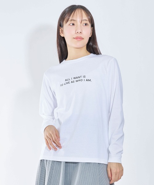 Nora Lily elle(ノラリリーエル)の「【Nora Lily】「elle」"All i want is to live as who i am." L/S Tee(Tシャツ/カットソー・レディース・ホワイト/ブラック・SMALL)」の22枚目の写真