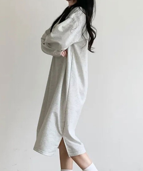 SallyLunn(サリーラン)の「ボリュームスリーブロゴスウェットワンピース(ワンピース・レディース・ライトグレー/ブラック・LARGE/MEDIUM)」の10枚目の写真