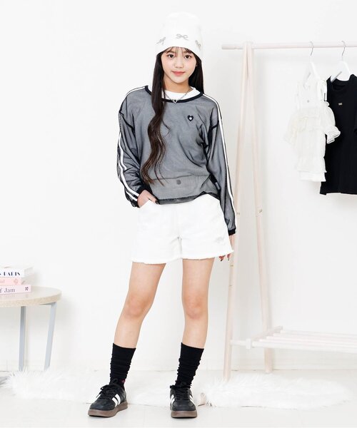 algy(アルジー)の「2WAYハイソックス(ソックス/靴下・キッズ・ラベンダー/ブラック・21/24)」の4枚目の写真