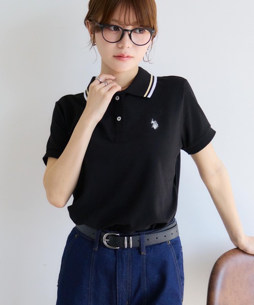 U.S. POLO ASSN.(ユーエスポロアッスン)の「【U.S. POLO ASSN./ユーエスポロアッスン】ワンポイントロゴ刺繍 配色ライン 鹿の子 ポロシャツ(ポロシャツ・レディース・ネイビー/オフホワイト/ピンク/ブラック/イエロー・L/LL/M)」の12枚目の写真