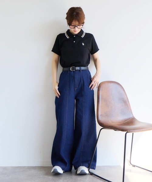 U.S. POLO ASSN.(ユーエスポロアッスン)の「【U.S. POLO ASSN./ユーエスポロアッスン】ワンポイントロゴ刺繍 配色ライン 鹿の子 ポロシャツ(ポロシャツ・レディース・ネイビー/オフホワイト/ピンク/ブラック/イエロー・L/LL/M)」の13枚目の写真