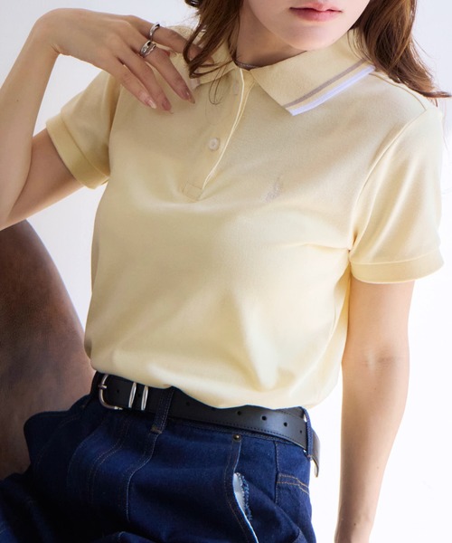 U.S. POLO ASSN.(ユーエスポロアッスン)の「【U.S. POLO ASSN./ユーエスポロアッスン】ワンポイントロゴ刺繍 配色ライン 鹿の子 ポロシャツ(ポロシャツ・レディース・ネイビー/オフホワイト/ピンク/ブラック/イエロー・L/LL/M)」の15枚目の写真