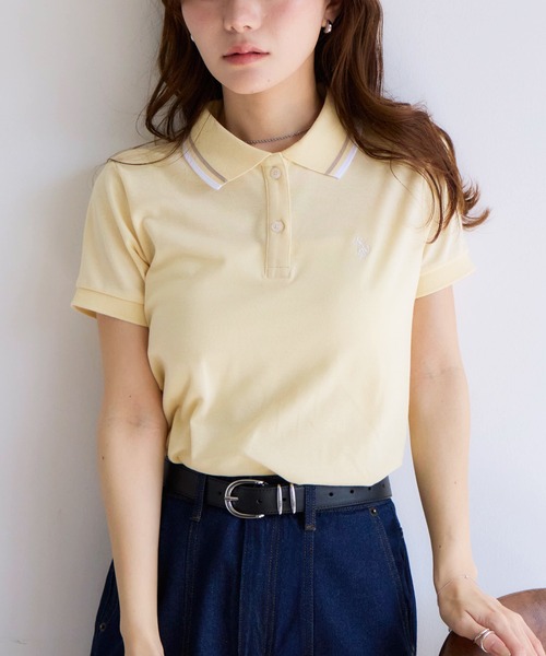 U.S. POLO ASSN.(ユーエスポロアッスン)の「【U.S. POLO ASSN./ユーエスポロアッスン】ワンポイントロゴ刺繍 配色ライン 鹿の子 ポロシャツ(ポロシャツ・レディース・ネイビー/オフホワイト/ピンク/ブラック/イエロー・L/LL/M)」の14枚目の写真