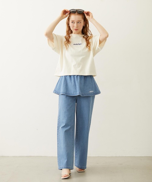 MILKFED.(ミルクフェド)の「CUT OUT LOGO GINGHAM FLOWER WIDE S/S TEE(Tシャツ/カットソー・レディース・ブラック/ライトピンク/オフホワイト・S/M/L)」の9枚目の写真