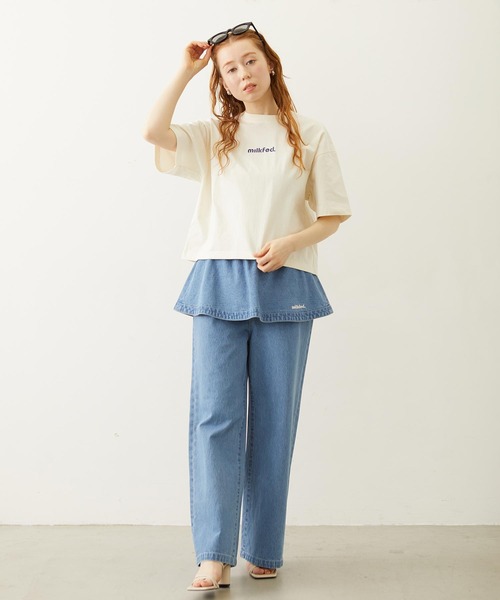 MILKFED.(ミルクフェド)の「CUT OUT LOGO GINGHAM FLOWER WIDE S/S TEE(Tシャツ/カットソー・レディース・ブラック/ライトピンク/オフホワイト・S/M/L)」の10枚目の写真