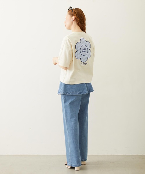 MILKFED.(ミルクフェド)の「CUT OUT LOGO GINGHAM FLOWER WIDE S/S TEE(Tシャツ/カットソー・レディース・ブラック/ライトピンク/オフホワイト・S/M/L)」の13枚目の写真