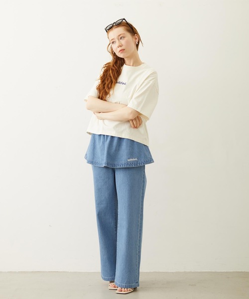 MILKFED.(ミルクフェド)の「CUT OUT LOGO GINGHAM FLOWER WIDE S/S TEE(Tシャツ/カットソー・レディース・ブラック/ライトピンク/オフホワイト・S/M/L)」の15枚目の写真