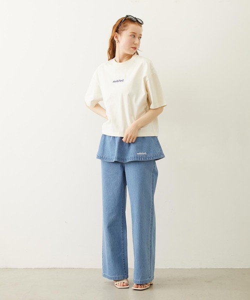 MILKFED.(ミルクフェド)の「CUT OUT LOGO GINGHAM FLOWER WIDE S/S TEE(Tシャツ/カットソー・レディース・ブラック/ライトピンク/オフホワイト・S/M/L)」の16枚目の写真