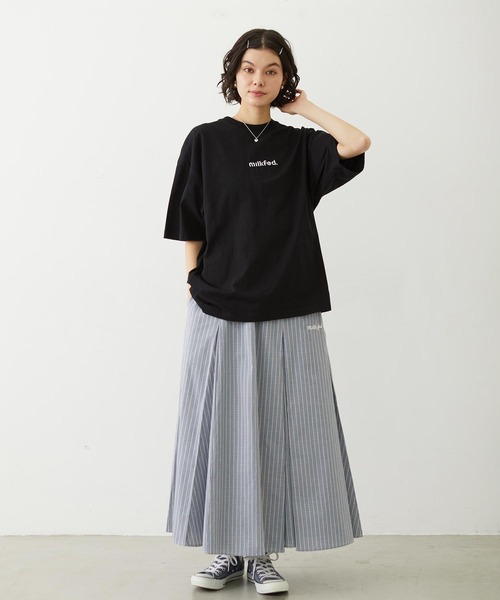 MILKFED.(ミルクフェド)の「CUT OUT LOGO GINGHAM FLOWER WIDE S/S TEE(Tシャツ/カットソー・レディース・ブラック/ライトピンク/オフホワイト・S/M/L)」の19枚目の写真