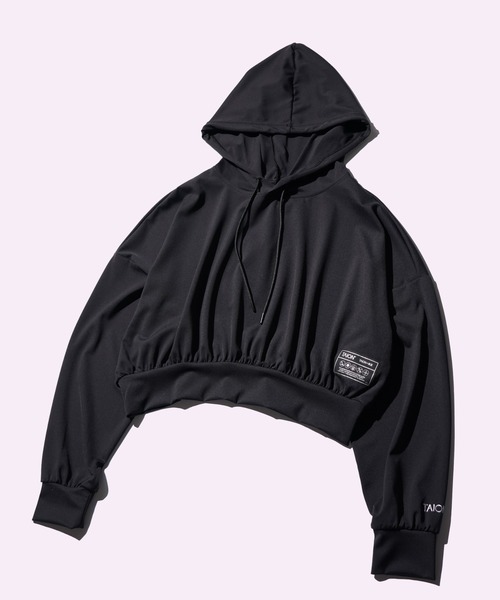 TAION(タイオン)の「TAION / タイオン BASIC SPORTS UV DRY RASH GUARD SHORT PARKA (TAION-W106STRGBS) ラッシュガード ショート丈 プルオーバーパーカー(パーカー・レディース・ブラック・MEDIUM/LARGE/X-LARGE)」の2枚目の写真
