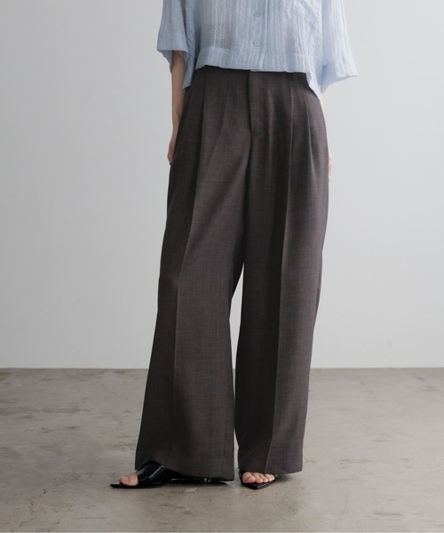 LOWRYS FARM（ローリーズファーム）の「バスケットワイドパンツ 637610（スラックス・レディース・ブラウン/アイボリー/ブルー/チャコールグレー/ベージュ・LARGE/MEDIUM/SMALL）」の3枚目の写真