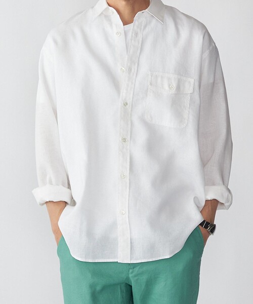 SHIPSシップスTESSITURAMONTI長袖シャツ レギュラーカラーリネン SHIPS（シップス） シャツ SHIPS: フレックスリネン レギュラーカラー