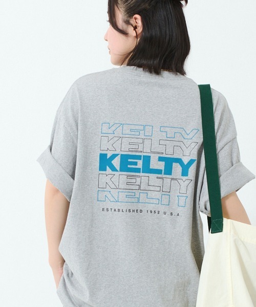 KELTY(ケルティ)の「バックタイポロゴS/Sティーシャツ(Tシャツ/カットソー・レディース・グレー/ベージュ/ホワイト/ネイビー/ブラック・M/L/S/XL)」の1枚目の写真