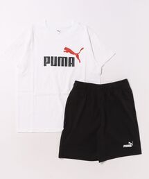 PUMA（プーマ）の「《PUMA》ESS 2 COLOR NO. 1 LOGO Tシャツ AND ショーツ セット B（セットアップ）」