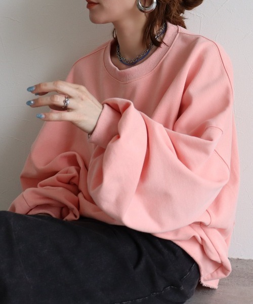zena（ジェナ）の「ボリュームスリーブカットオフスウェット（スウェット・レディース・オレンジ/オートミール/チャコール/ピンク・FREE）」の9枚目の写真