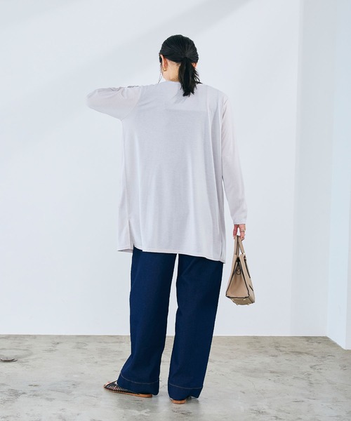 CROSS FUNCTION（クロスファンクション）の「《洗える》エブ楽 シアーVネックミドルカーディガン【CROSS FUNCTION/クロスファンクション】（カーディガン/ボレロ・レディース・ブラック/オフホワイト/ネイビー/ライトグレー・M/L/LL）」の21枚目の写真