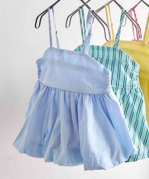 apres les cours（アプレレクール）の「バルーンビスチェ（その他トップス・キッズ・チェック/イエロー/ストライプ/サックスブルー・120/110/100/90/140/130）」の2枚目の写真