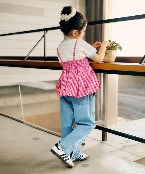 apres les cours（アプレレクール）の「バルーンビスチェ（その他トップス・キッズ・チェック/イエロー/ストライプ/サックスブルー・120/110/100/90/140/130）」の13枚目の写真