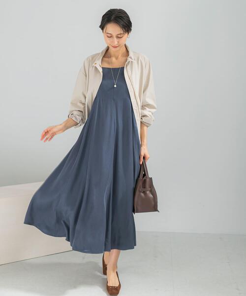 URBAN RESEARCH ROSSO WOMEN（アーバンリサーチ　ロッソ）の「2WAYキュプラ混キャミワンピース（ワンピース・レディース・ベージュ/ブルー/ブラック・FREE）」の9枚目の写真