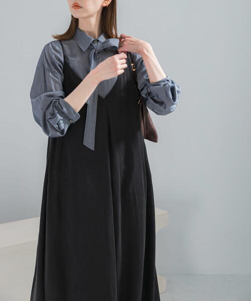 URBAN RESEARCH ROSSO WOMEN（アーバンリサーチ　ロッソ）の「2WAYキュプラ混キャミワンピース（ワンピース・レディース・ベージュ/ブルー/ブラック・FREE）」の13枚目の写真