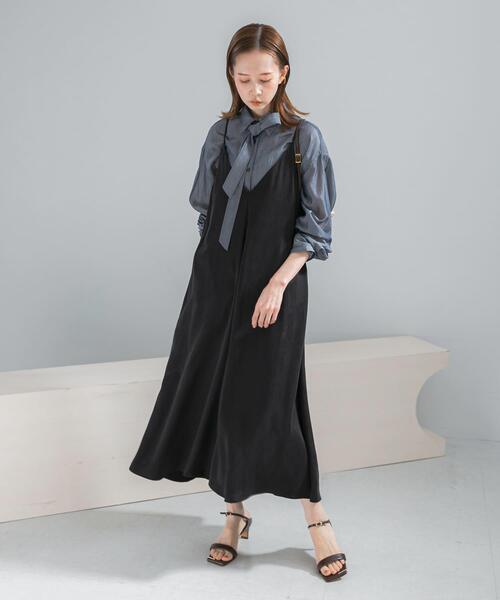 URBAN RESEARCH ROSSO WOMEN（アーバンリサーチ　ロッソ）の「2WAYキュプラ混キャミワンピース（ワンピース・レディース・ベージュ/ブルー/ブラック・FREE）」の15枚目の写真