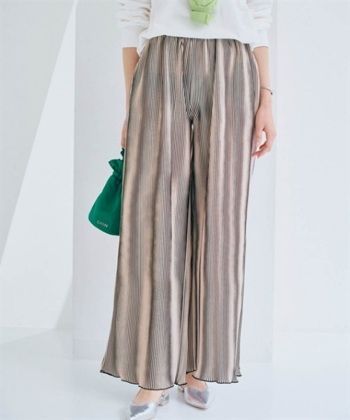 nissen（ニッセン）の「プリーツイージーパンツ（その他パンツ・レディース・ブラック系/ドット/グリーン系/グリーン・S/M/L/LL）」の2枚目の写真