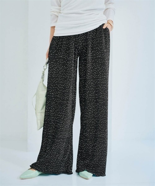 nissen（ニッセン）の「プリーツイージーパンツ（その他パンツ・レディース・ブラック系/ドット/グリーン系/グリーン・S/M/L/LL）」の4枚目の写真