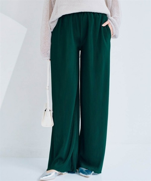 nissen（ニッセン）の「プリーツイージーパンツ（その他パンツ・レディース・ブラック系/ドット/グリーン系/グリーン・S/M/L/LL）」の3枚目の写真