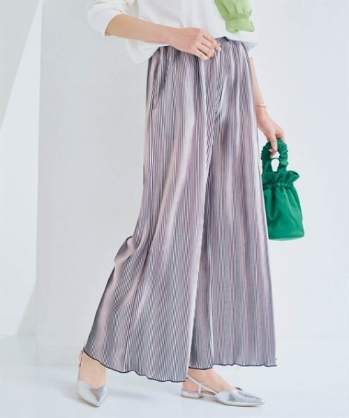 nissen（ニッセン）の「プリーツイージーパンツ（その他パンツ・レディース・ブラック系/ドット/グリーン系/グリーン・S/M/L/LL）」の5枚目の写真