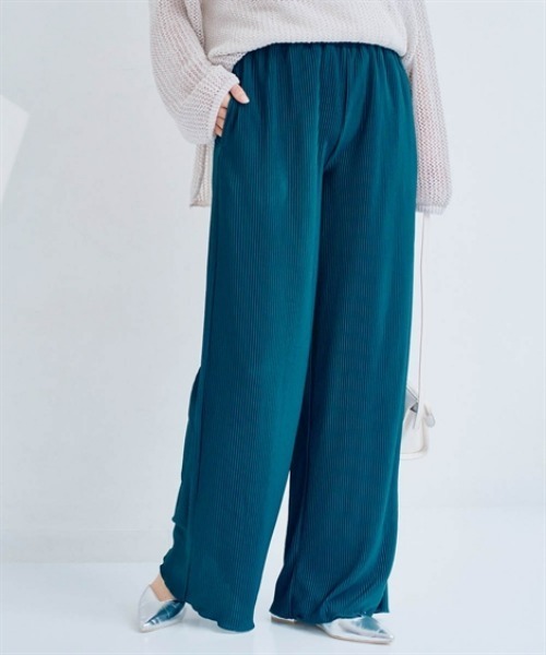 nissen（ニッセン）の「プリーツイージーパンツ（その他パンツ・レディース・ブラック系/ドット/グリーン系/グリーン・S/M/L/LL）」の7枚目の写真