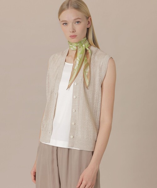 MACKINTOSH LONDON（マッキントッシュ ロンドン）の「【婦人画報4月号掲載】ラスターリネンニットベスト（ベスト・レディース・ライトグレー/ベージュ・38）」の2枚目の写真